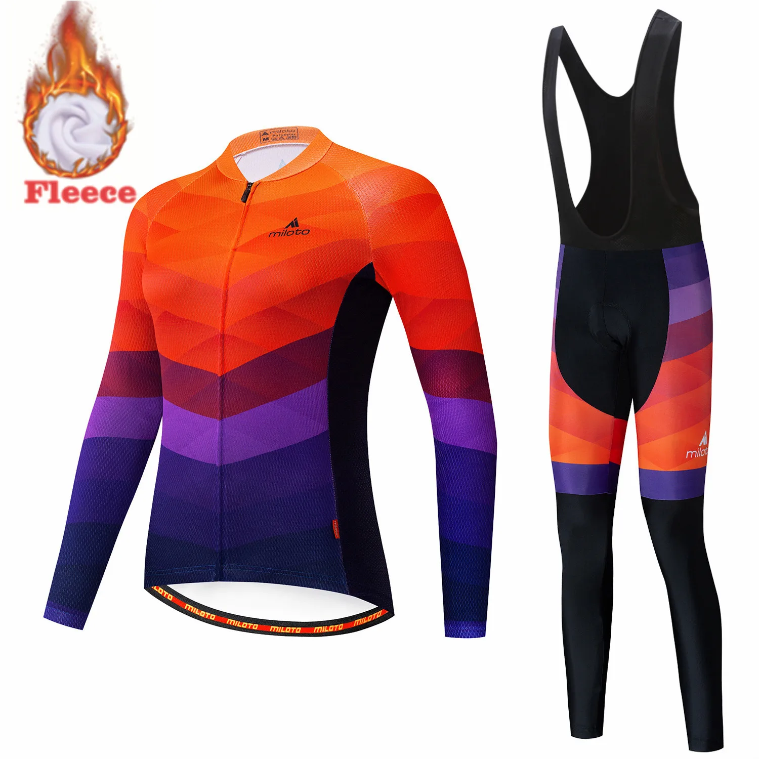 MILOTO-Long Sleeve Cycling Clothing for Women, Winter Jersey Sets, Thermal Fleece, Bicycle Uniform, Breathable, Quick Dry