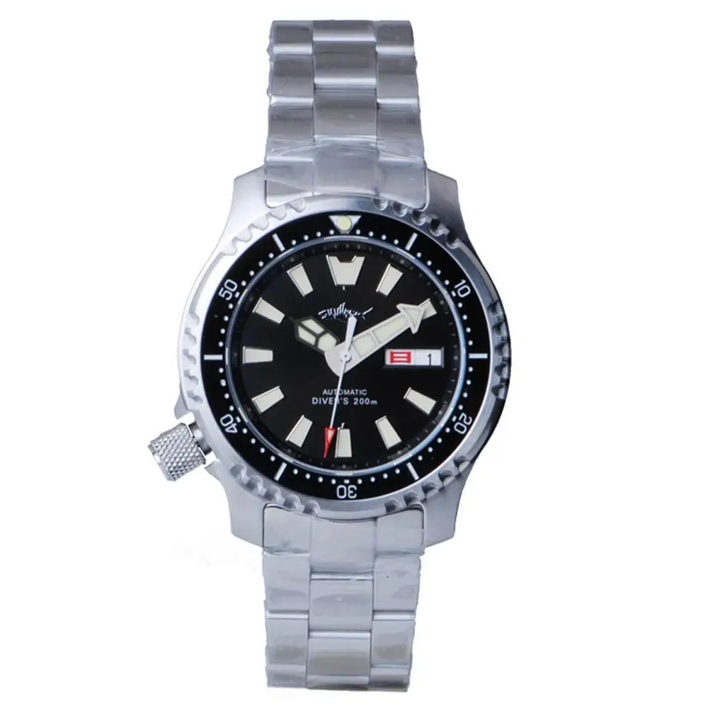 Relógios de mergulho para homens, relógio masculino marca de luxo heimdallr esporte 200m à prova dwaterproof água relógio de pulso mecânico automático luminoso relogio