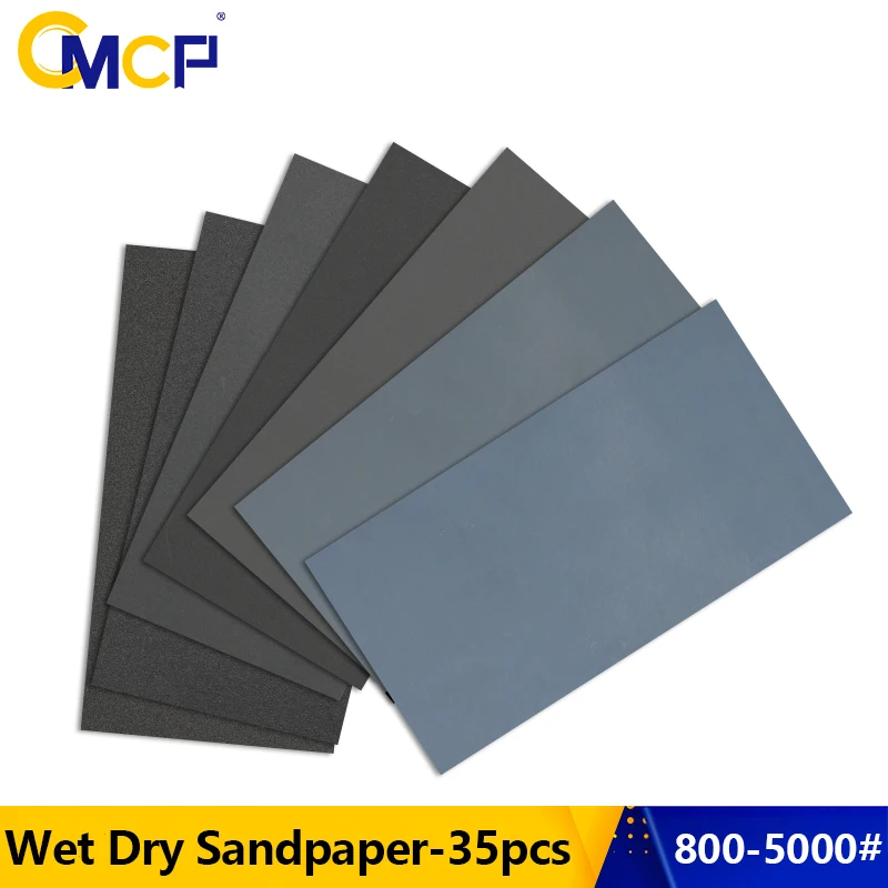 

CMCP Sandpaper Abrasive Sand Papers for Metal Wood Jewelry Auto Craft Finish 35pcs Grit 800-5000 Sanding Paper