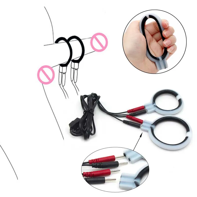 Electric Shocker Tube,E stim Estim,Electro Shock BDSM Conductive Loops Penis Cock Ring Stimulators,Electrostimulator Sex Toys