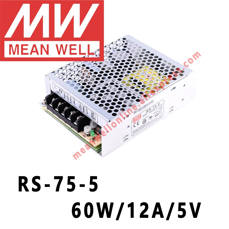 

RS-75-5 Mean Well 60W/12A/5V DC Single Output Switching Power Supply meanwell online store