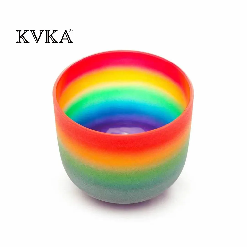 KVKA 6-8 Inch Chakra Quartz Colored Crystal Singing Bowl With Free Mallets