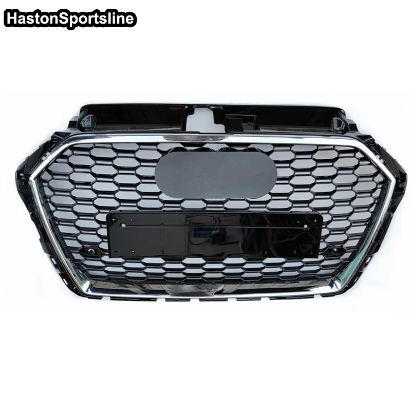 Quattro Style Silver Chrome Front Honeycomb Mesh Grills For Audi A3 S3 Sline 2017 2018 2019