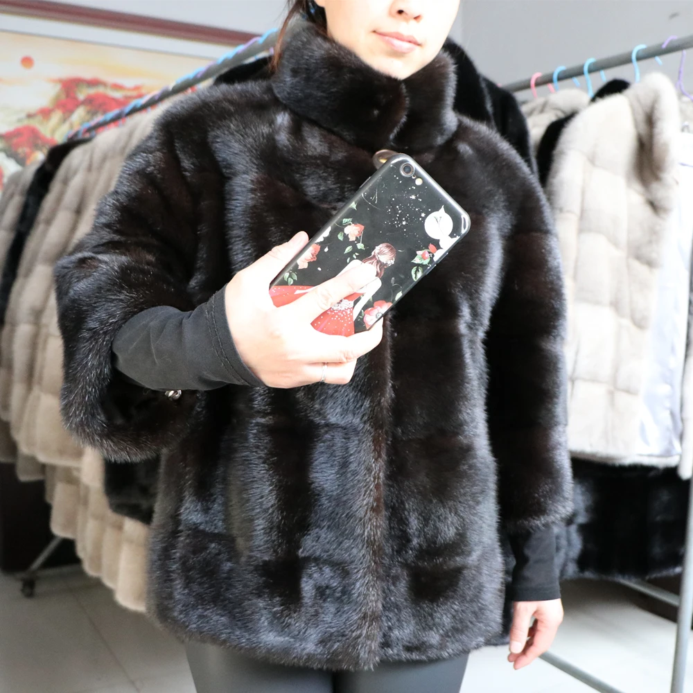 Fancy Rani New Natural Real Mink Fur Coats For Luxury Women's Short Style Winter Fashion Coat Outerwears Leather & Fur Clothing