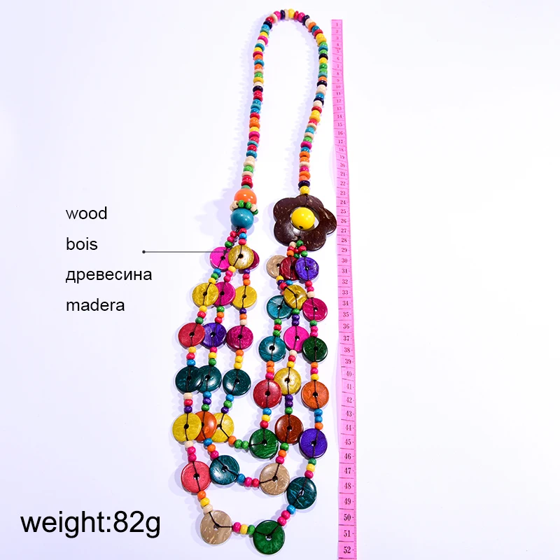 UDDEIN Multi Layer Handmade Wood Long Necklace For Women Big Flower Collar Colorful Beads Jewelry Bohemain Necklace & Pendant