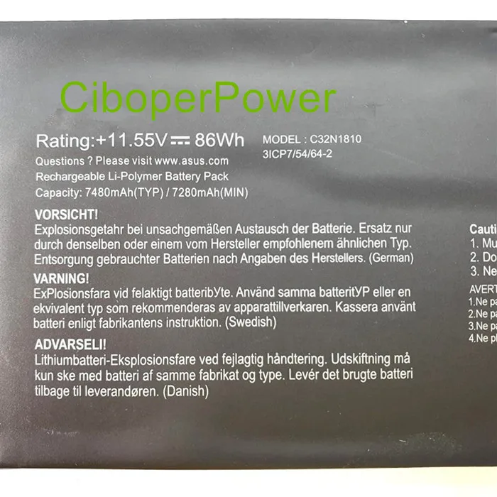 Original quality C32N1810 86Wh Battery for Flip 15 UX562, UX562FD, UX562FN 0B200-03070100