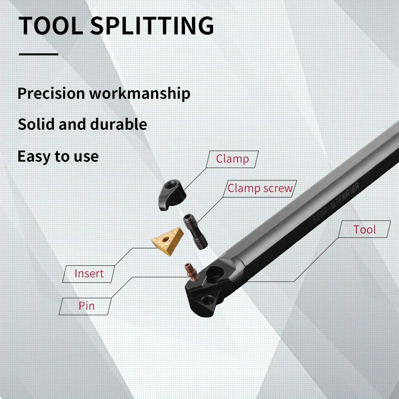 S16Q/S20R/S25S/S32T-MTFNR16R Internal Turning Tool Holder Boring Bar TNMG16 Carbide Inserts Lathe Bar CNC Cutting Tools