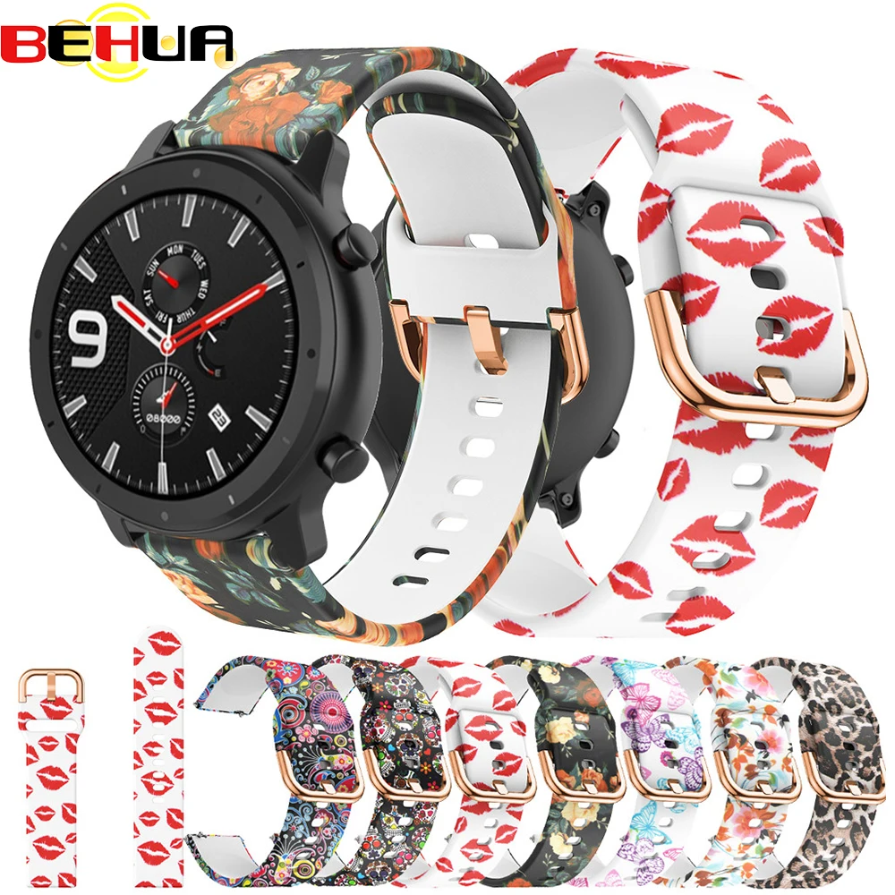 In Hình Cho Huami Amazfit GTR 42Mm/GTS Dây Đồng Hồ Thép Không Gỉ Khóa Dây Đeo Silicone Rộng 20Mm Đồng Hồ Thông Minh dây Đeo Tay Phụ Kiện