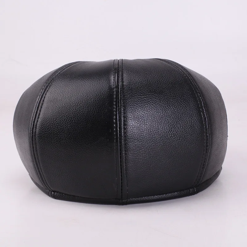 Men\'s Leather Baseball Cap Brand Pu Leather Beret Velvet Newsboy Belt Hunting Gatsby Caps Hats Boinas Keep Warm Flat Caps