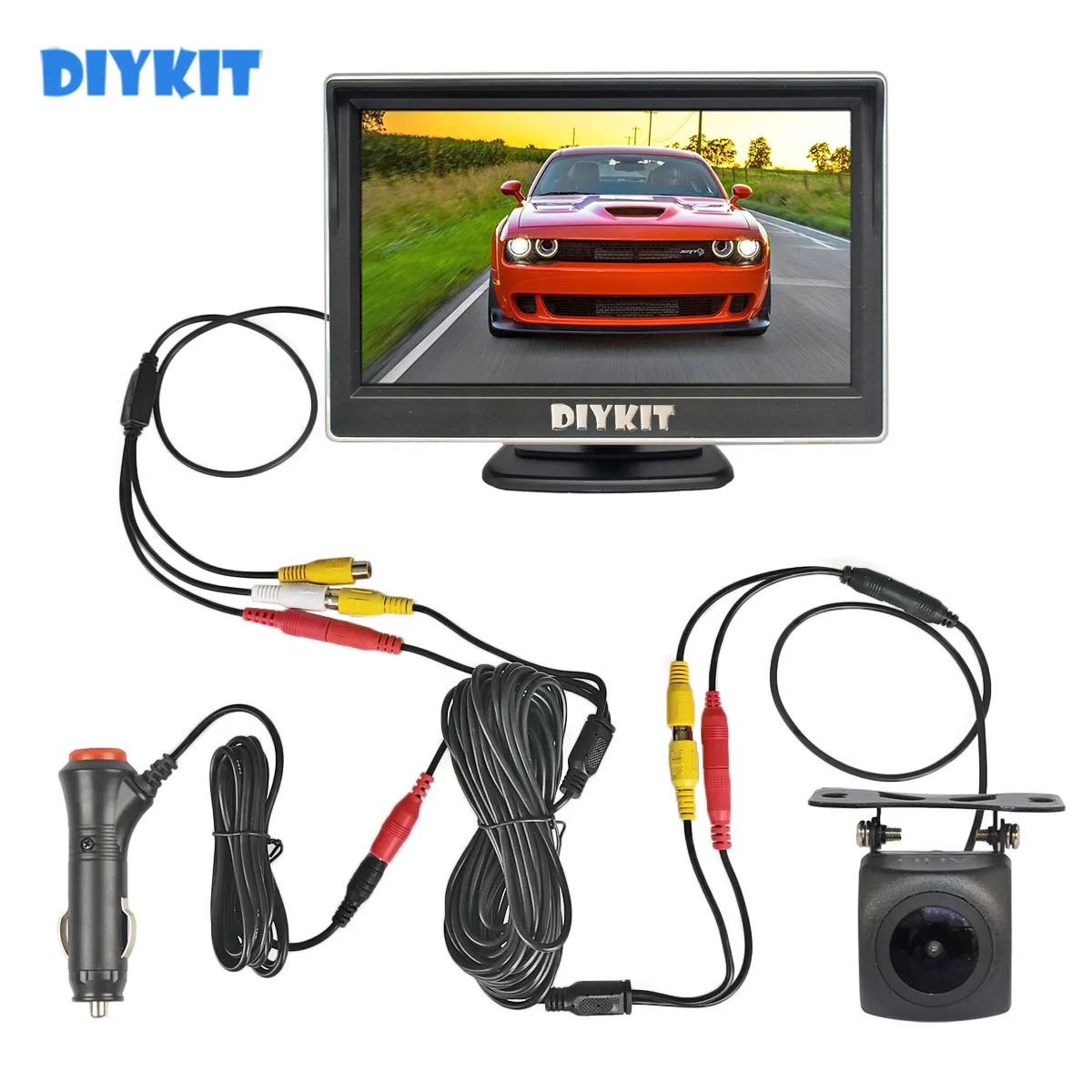 DIYKIT 5inch IPS AHD Monitor 1280x720P HD 170 Degree Starlight Night Vision Backup Camera Vehicle Reverse for Car SUV MPV RV