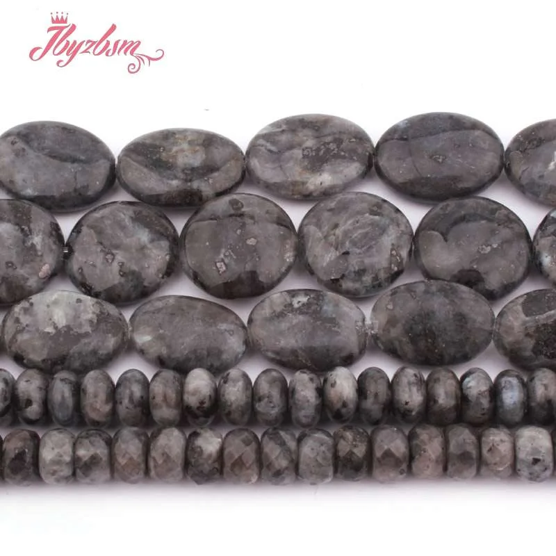 Coin Oval Rondelle Back Labradorite Stone Heishi Beads Spacer Beads Stone for Women DIY Jewelry Making Necklace Bracelet 15