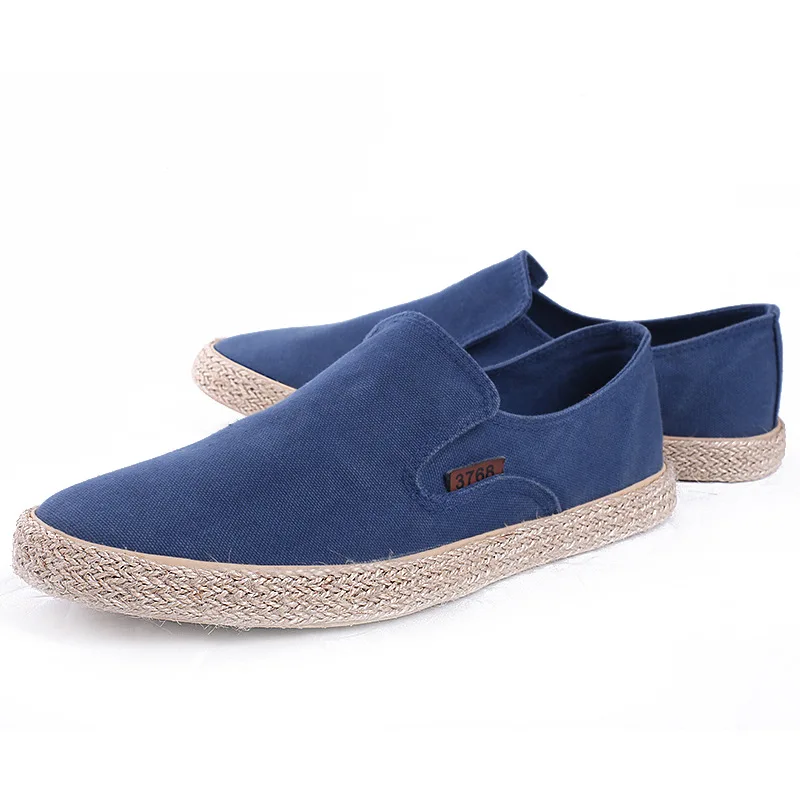 LISM 2020 New Casual Shoes  Men Loafers  Spring Flat with Canvas Low-slip Breathable Shallow Rope Light Shoes Deodorant