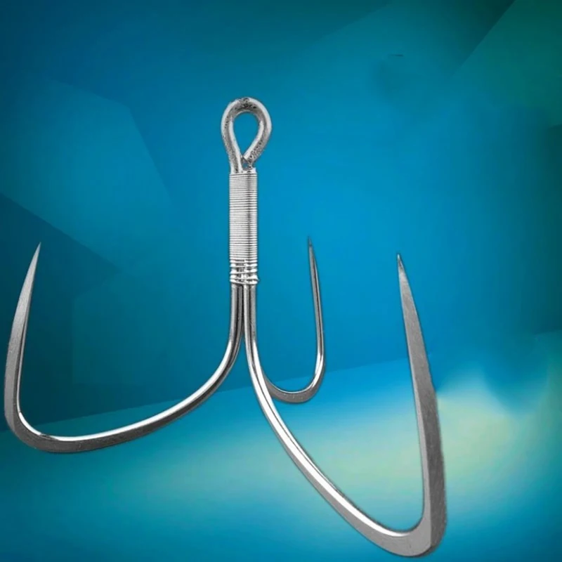 DYGYGYFZ 2Pcs Sharp Blade Anchor Hook Fishing Hooks High Carbon Steel Barbed Fishhooks Super Sharp Triple Hooks Sea Tackle