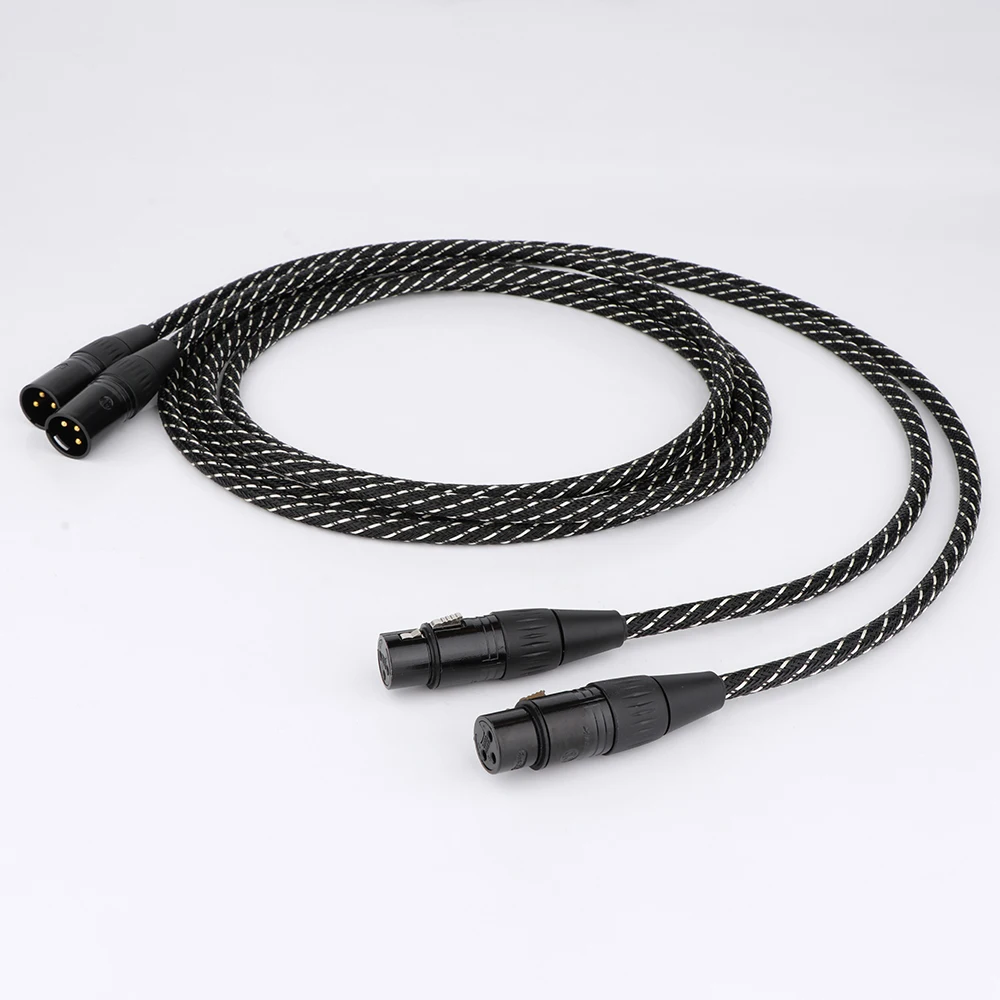 Par de Cable de interconexión de equilibrio de Audio Hifi XLR macho a xlr hembra con Cable de extensión XLR de enchufe chapado en oro