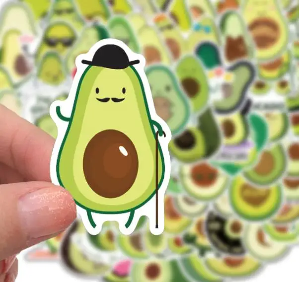 10/30/50/100pcs  Popular  Avocado Graffiti Gift Waterproof Skateboard Travel Suitcase Phone Laptop Luggage Stickers Cute Kids