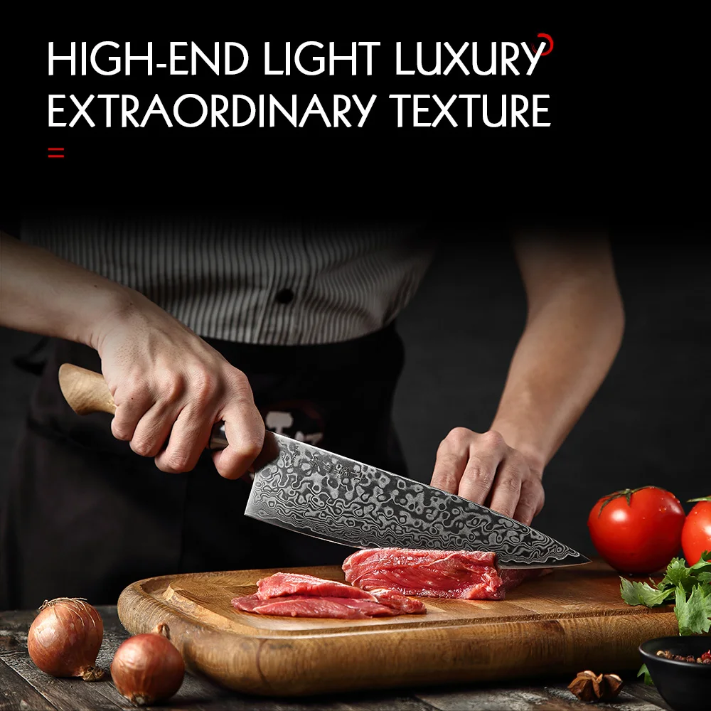 HEZH EN 2PC Kitchen Knife Set Chef Uitility High Carbon Stainless Steel VG Damascus Super Steel 10 Slicing Kitchen knife