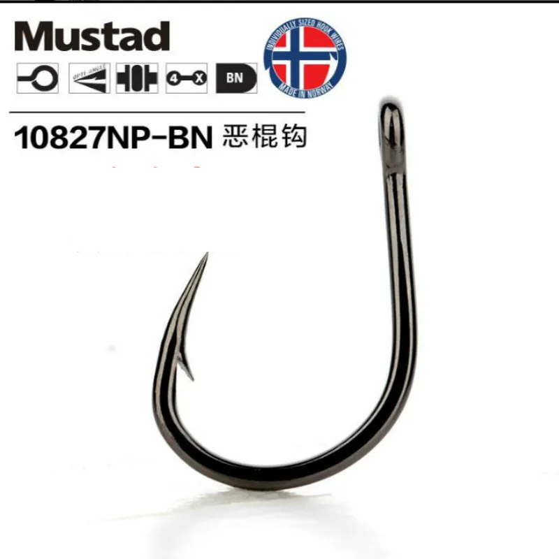 

Оригинальные рыболовные крючки Mustad, 10827 крючков для Глубоководной Рыбалки, 4X Прочный Крючок, крючки для рыбалки, рыболовные крючки