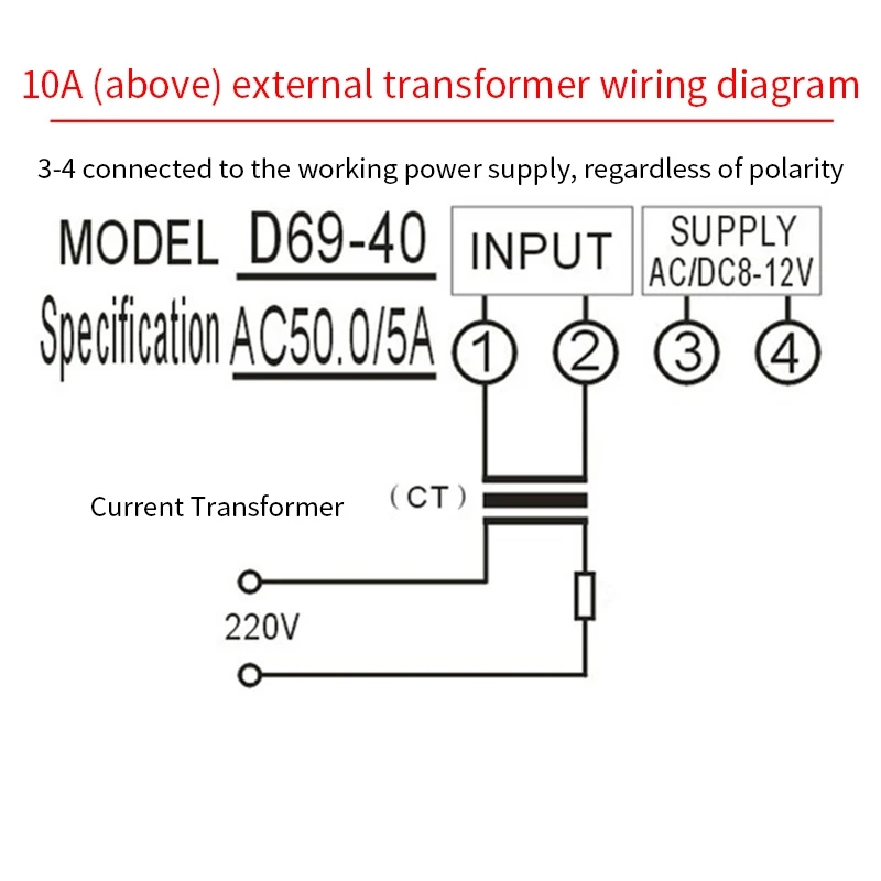 1 Multi-standard D69-40 AC 5 10 20 30 50 100 200 300 500A LCD digital display ammeter high precision ammeter with blue backlight