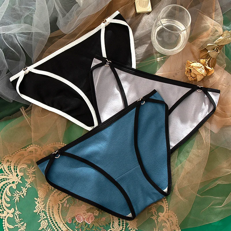 3 Pcs 95% Cotton Women's Underwear Antibacterial Thin Girl T-shaped Briefs Seamless Low Waist Triangle Panties