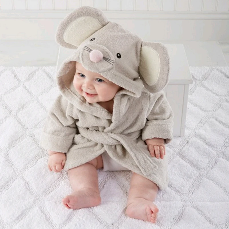 Baby Robe Cartoon Hoodies Girl Boys Bathrobe 0-6 Year Good Quality Towels Kids Soft Children Clothing Pajamas mouse And the fox