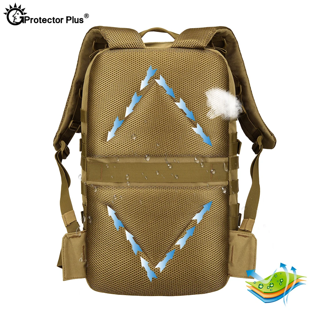 Protector PLUS-impermeável Tático Mochila Militar, Grande Capacidade, Desporto ao ar livre, Camo Mochila, Viagem, Camping, Saco Durável, 45L