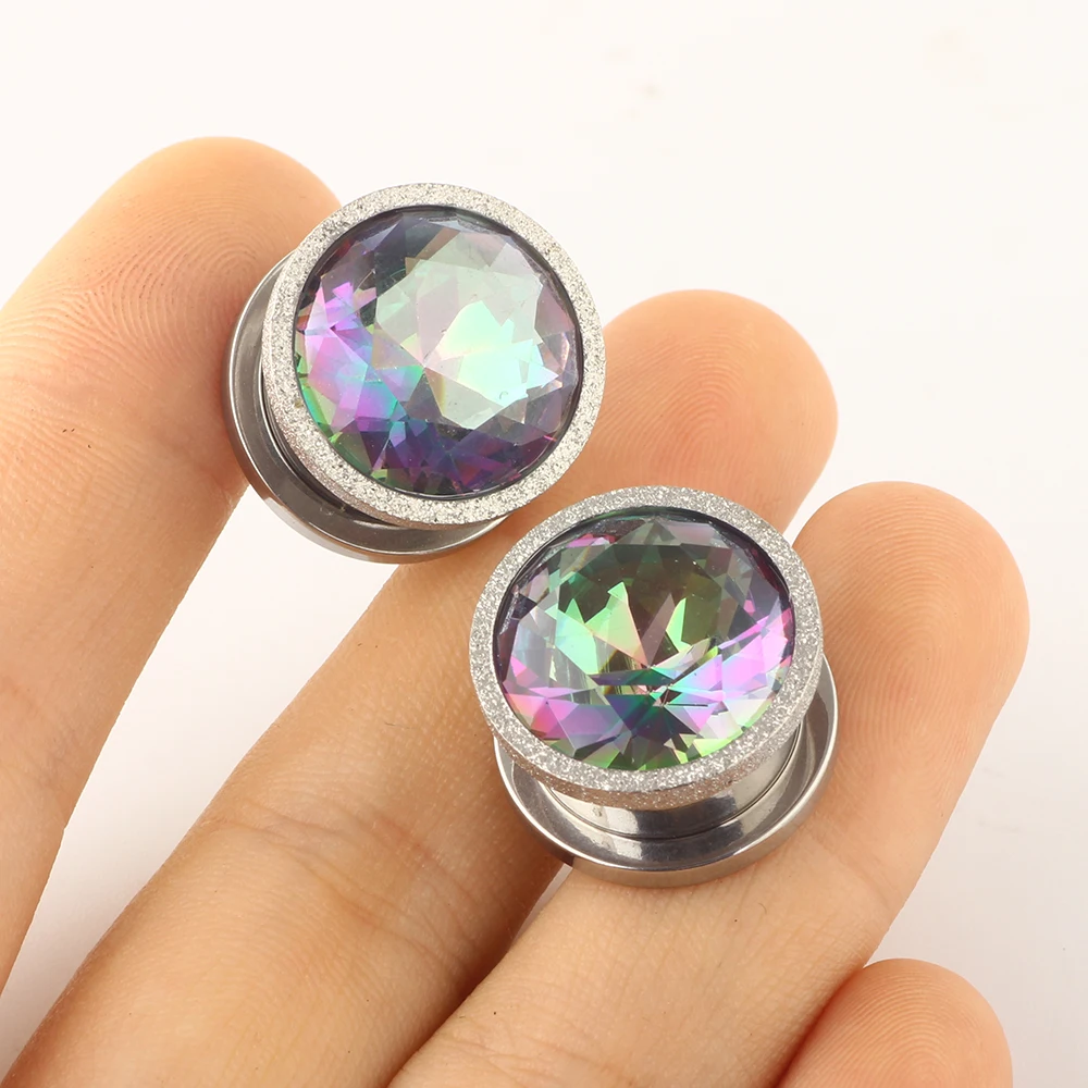 2PCS 316L Stainless Steel Ear Plugs tunnels Piercing Ear Expander Flesh Piercing Body Jewelry For Man Woman 6mm-16mm