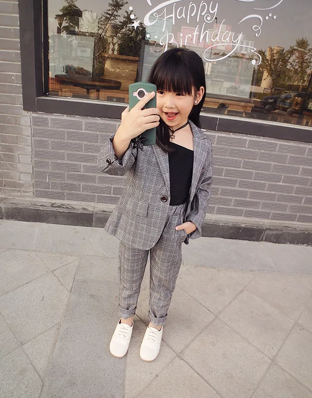 Top Quality Girls Formal Suit Korea Kids Party Wedding Suit School Children Performance Birthday Evening Dress Clothing Set