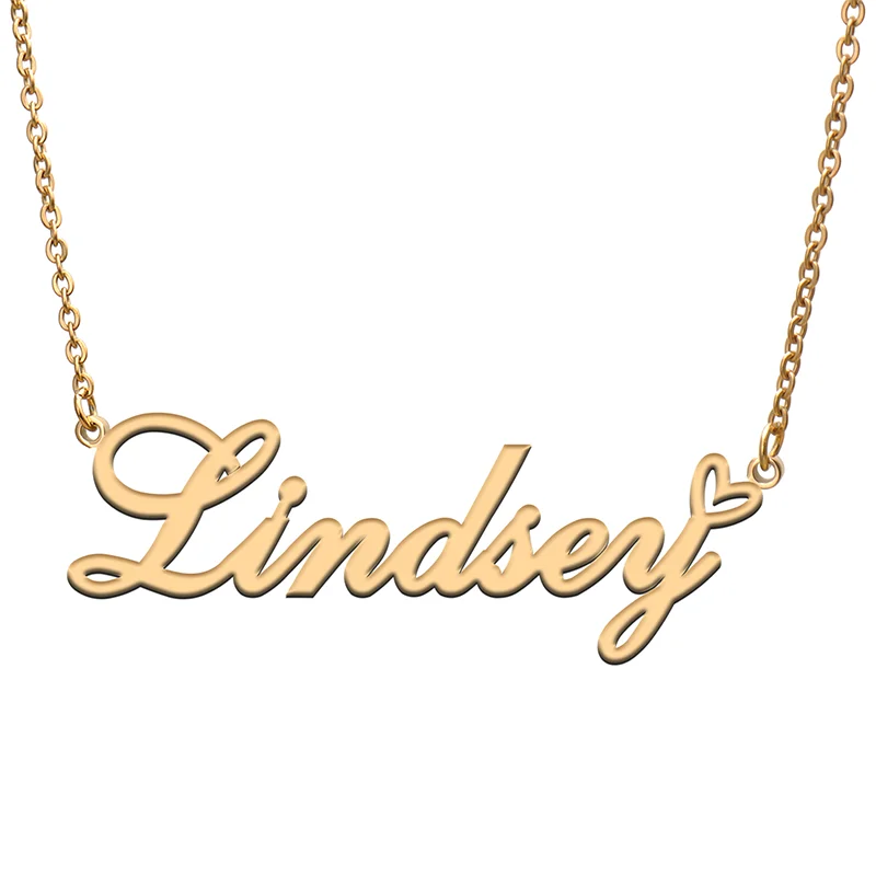 

Lindsey Name Tag Necklace Personalized Pendant Jewelry Gifts for Mom Daughter Girl Friend Birthday Christmas Party Present