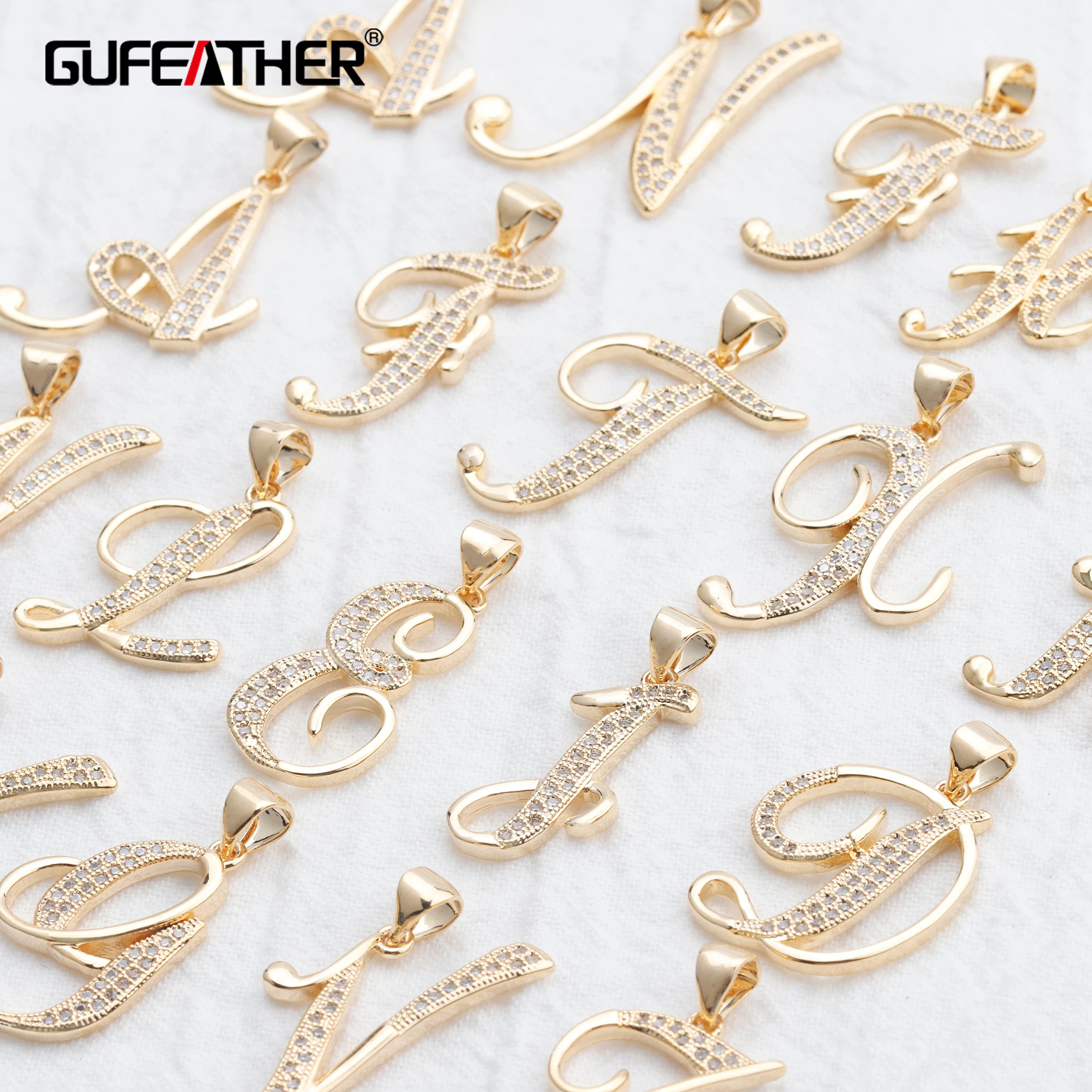 

GUFEATHER M812,jewelry accessories,pass REACH,nickel free,18k gold plated,zircons,diy letter pendants,diy earrings,6pcs/lot