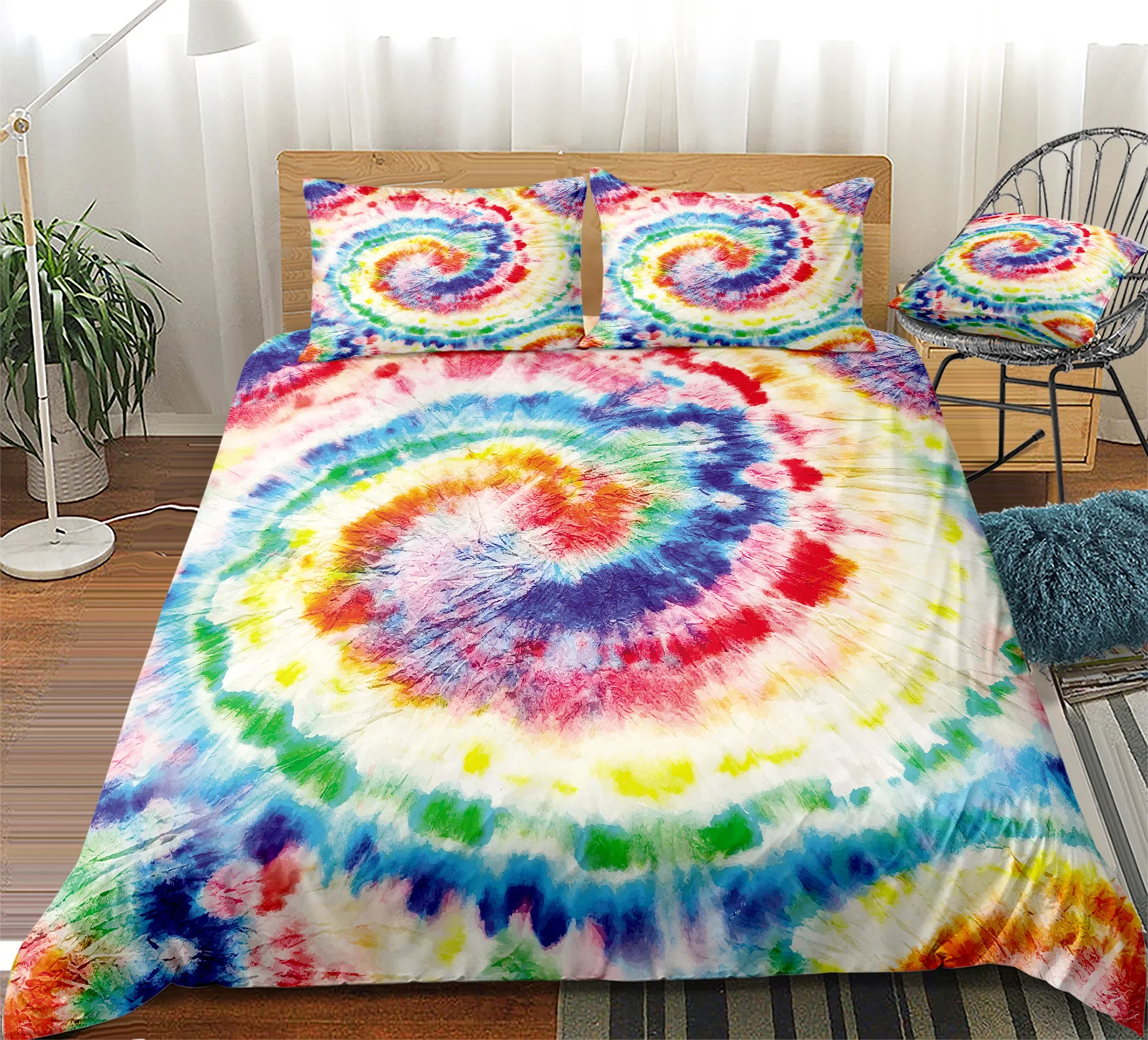 

Tie Dye Bedding Retro Chic Boho Duvet Cover Set Psychedelic Swirl Tie Dye Printed Watercolor Dropshipers Bedding Sets