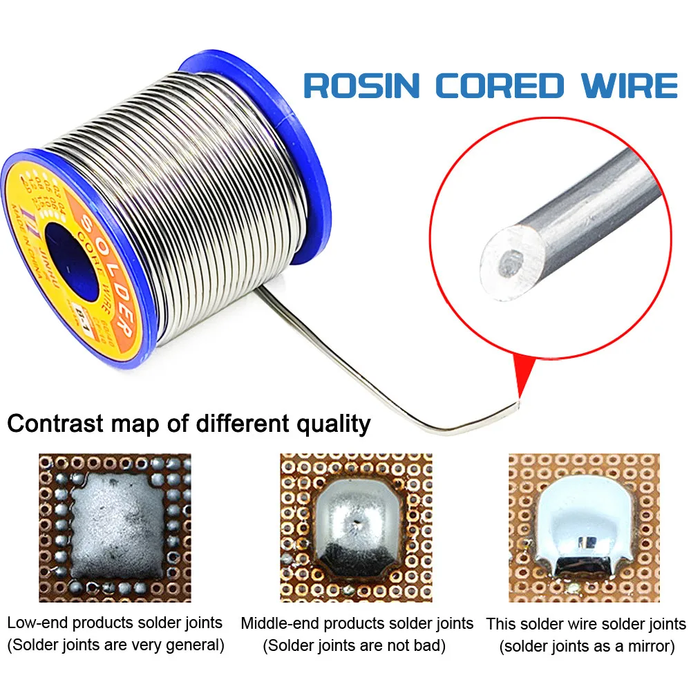 0.5/0.6/0.8/1.0/1.2/1.5/2.0mm 60/40 Welding Wire Roll 2% Rosin Flux Lead Tin Wire Rosin Solder Soldering Wire Roll 500g Wire