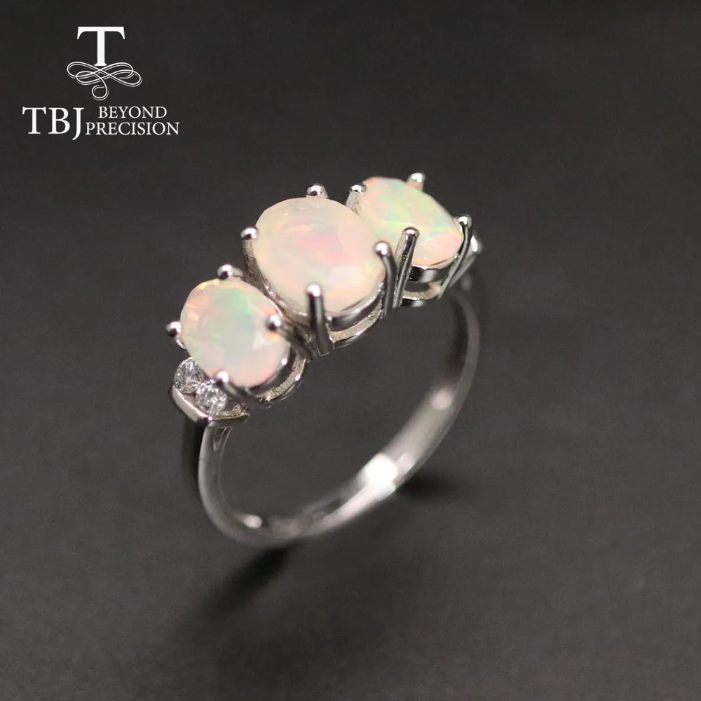 Good quality Opal gemstone Ring natural Ethiopia Opal colorful fine jewelry oval cut 6*8mm 5*7mm 925 sterling silver for women