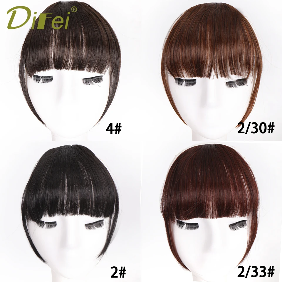 DIFEI Synthetic Bangs Hair Extension Fake Fringe Natural Hair Clip On Women Short Fake Hair Bangs Hair Clips For Black For Girl