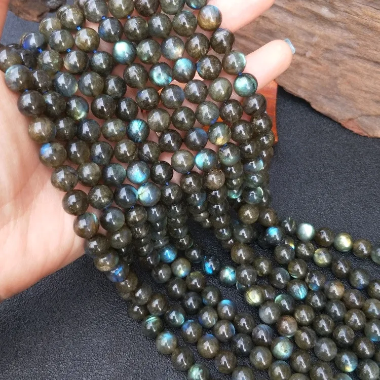 

loose beads BLACK RAINBOW labradorite ROUND 8/10MM nature for making jewelry necklace 14inch FPPJ wholesale