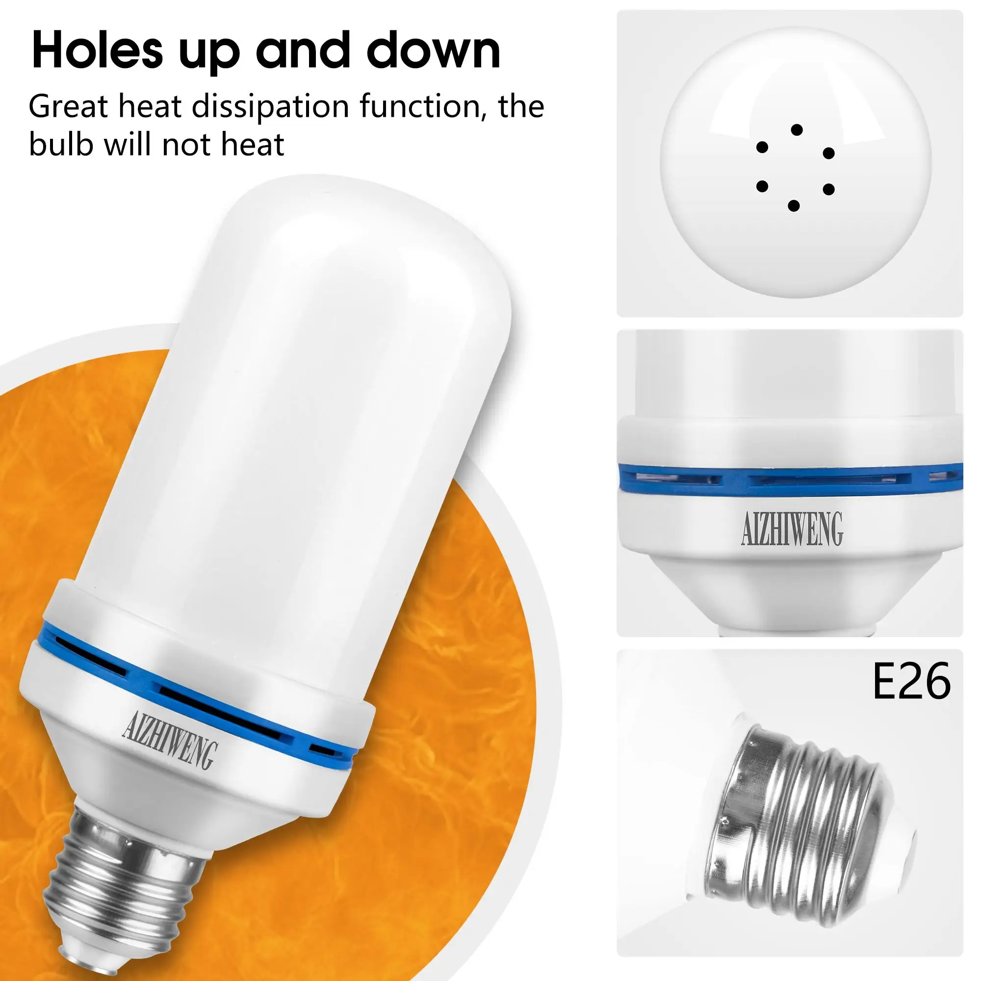 Lampadine a fiamma a LED sfarfallio realistico per la decorazione dell'interno del portico esterno E26 E27 modalità di luce antincendio di Base versatili per la festa in giardino