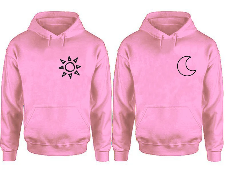 Couples Hoodies Womens Valentine Day Matching Sweatshirts 2020 Sweatshirt Moon and Sun Print Pullovers