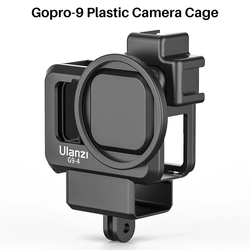 Ulanzi G9-4 GoPro 9 Camera Cage for Gopro Hero 12 11 10 9 Dual Cold Shoe Camera Cover for Mic LED Light with 52mm Filter Adapter