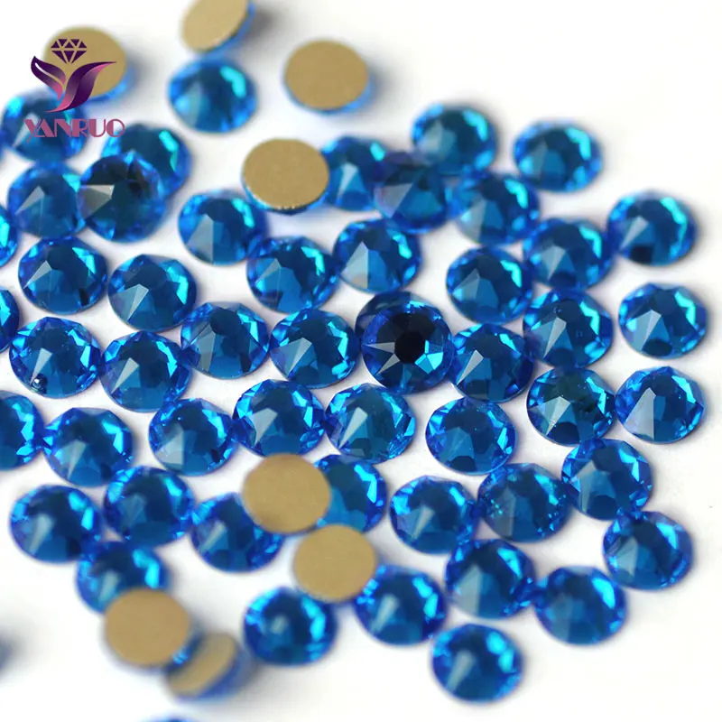 YANRUO 2088NOHF Flatback Capri Blue All Size Glass Decorative Crystals Thermoadhesive Sparkles Wedding Gemstone Jewelry