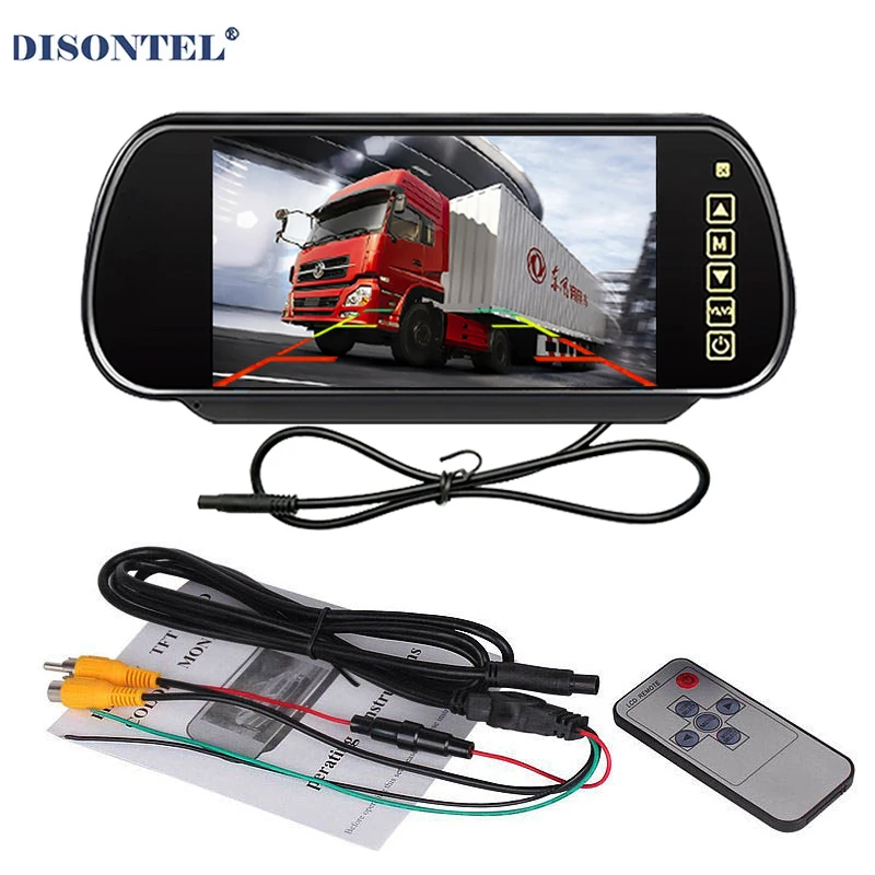 

DC 9V--DC 26V 7inch Car Rearview Mirror LCD Auto Dimming Monitor With 2-Way AV inputs For Rear View Camera