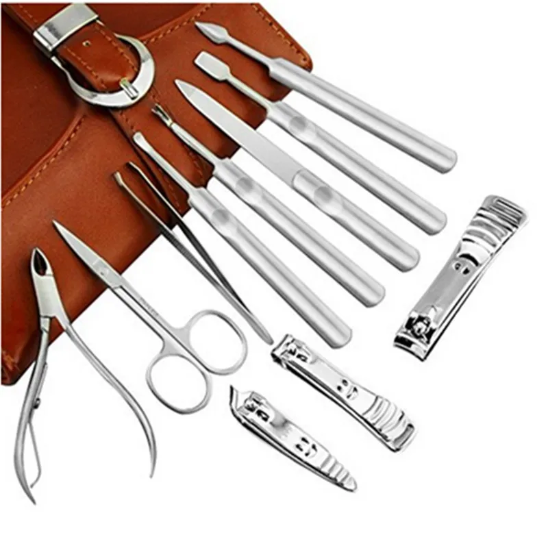 

11pcs/Set Pro Multifuntion Nail Clipper Kit All for Pedicure Scissors Tweezer Knife Manicure Set Nail Art Tools with PU Bag