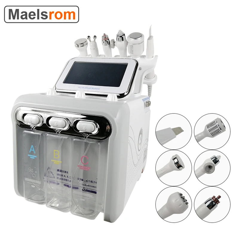 Elétrica 6 em 1 bolha pequena Dermabrasion máquina de limpeza profunda jato de água Hydro Diamond Facial Clean Dead Skin Removal