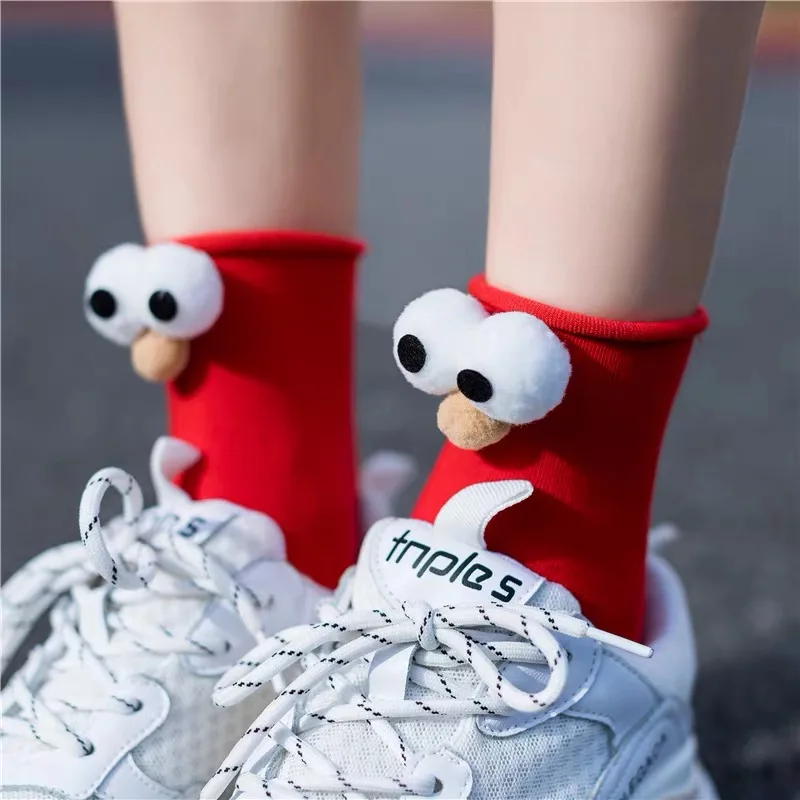 Funny Socks Women\'s Short Cotton Hot Sale 3D eyes Designer Fashion Amusing Lovely Harajuku kawaii Gift Happy Cute Socks