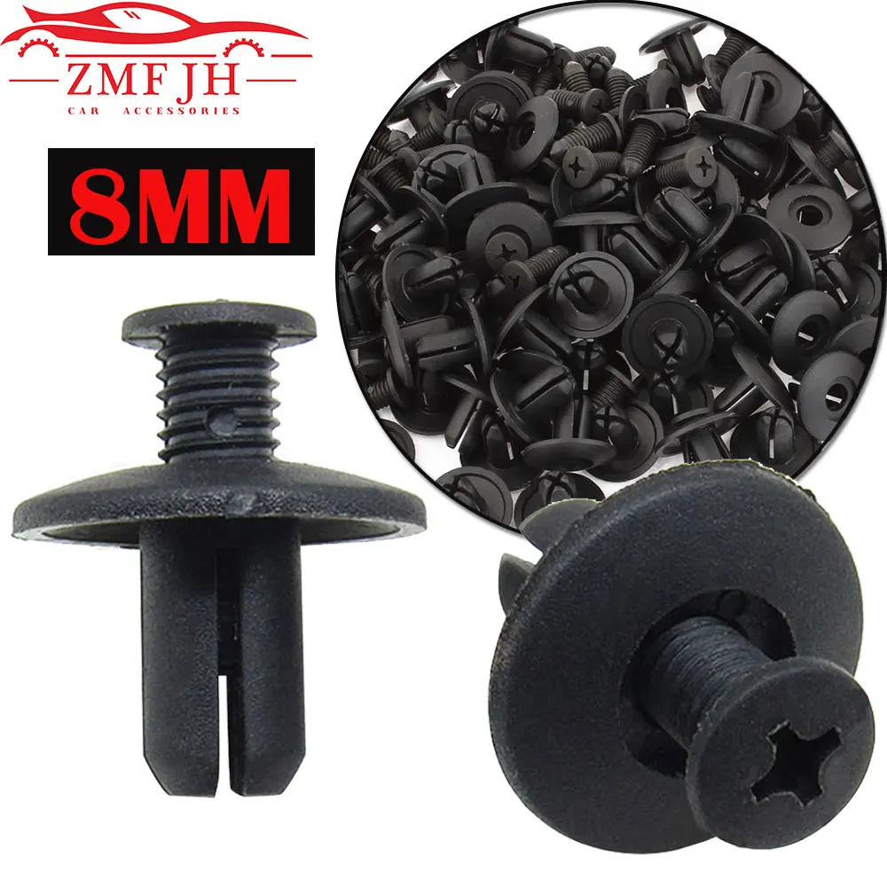 10/20/30/40/50PCS Universal Car Bumper Fender 8mm Hole Plastic Rivets Fasteners Screw Car Fastener Clips for Nissan For Toyota