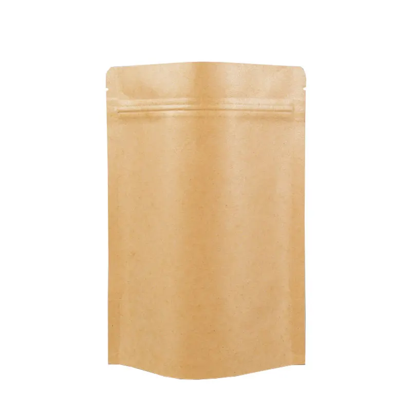 50Pcs Brown Kraft Paper Bags Stand-Up Heat Sealable Reseal able Zip Pouch Food Coffee Storage Packaging Bags Baking Addict