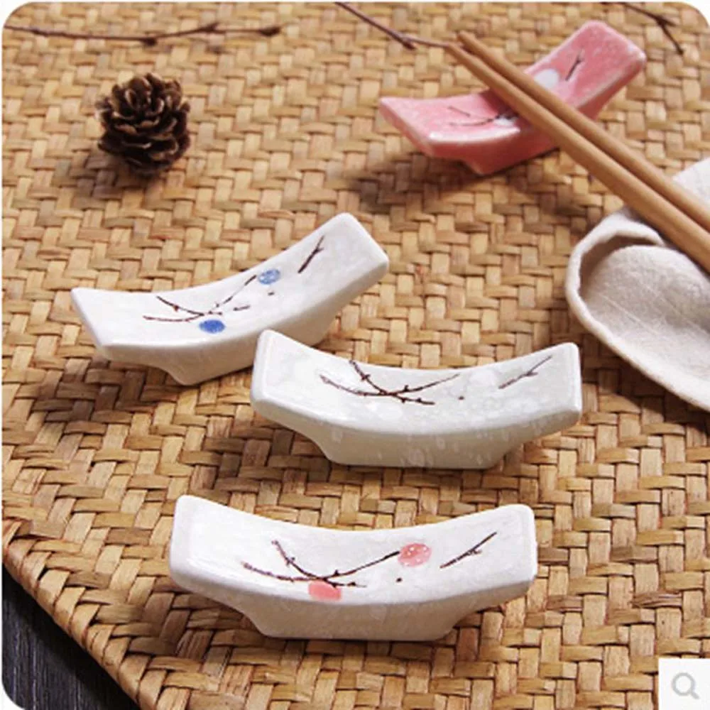 1 Pc Japanese Plum Blossom Ceramic Chopstick Holder Creative Kitchen Supplies Household Chopstick Holder Care Gadget