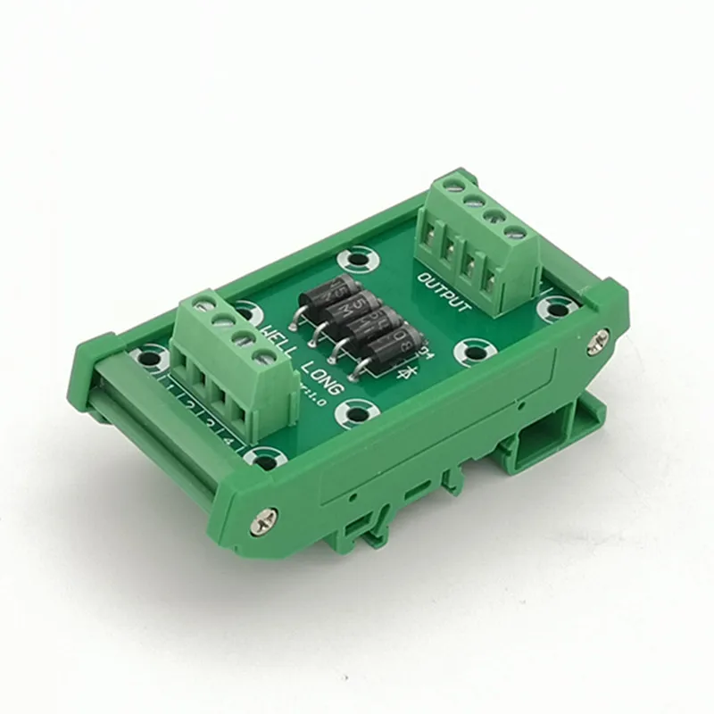 

DIN rail mountable 4 Channel Diode Protection Terminal Block IN5408 3A/1000V Diode Terminal Block.