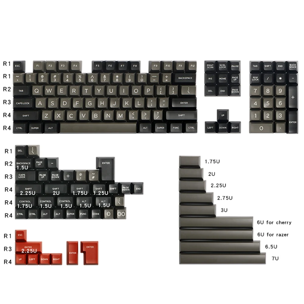 

SA Profile Dolch Retro Black Grey Double Shoot ABS Keycaps For Cherry Mx Switch Mechanical Gaming Keyboard Key Caps Resplacement