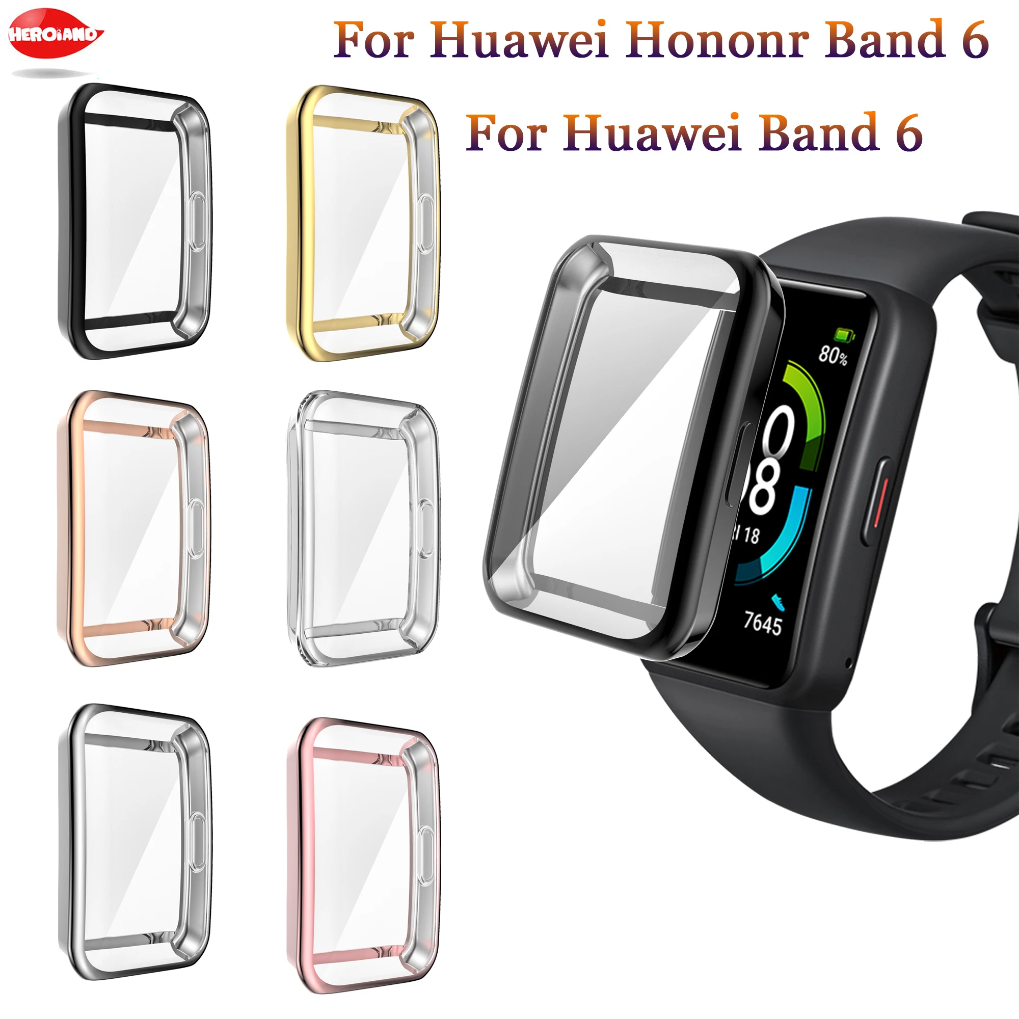 For Huawei Band 6 Watch Case Soft TPU Protective Cover For Huawei Honor Band 6 Full Screen Protector Cases Frame Bumper Shell