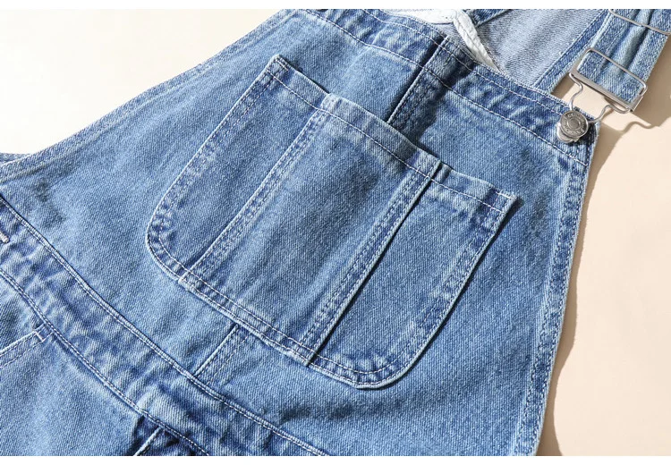 Herren Plus Size Denim Latzhose Klassische Cargo-Jeans mit Großen Taschen Lose Arbeitslatzhose Trägerhose Dunkel- und Hellblau – Detail 22