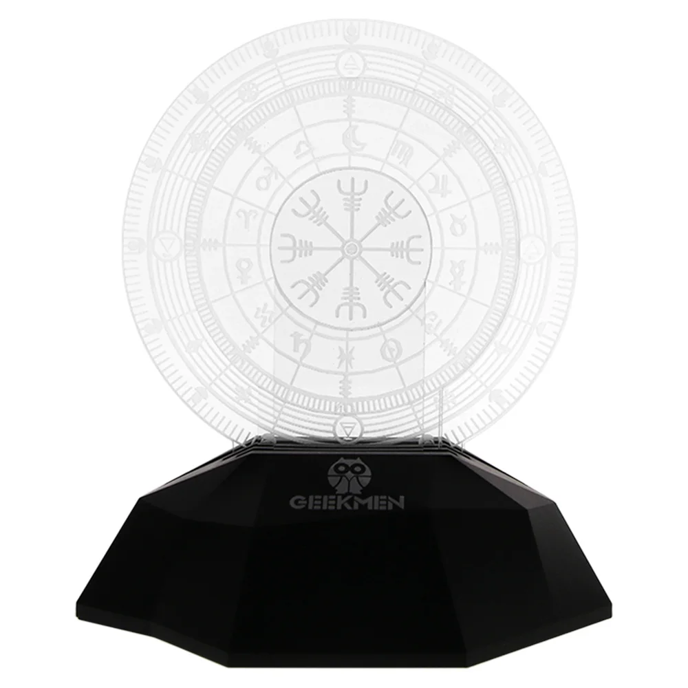 Wiccan Simbol Perlindungan 3D Ilusi Cahaya Malam Dekorasi Okultisme Kuno Vegvisir Viking Kompas Modern LED Lampu Tampilan Tanda